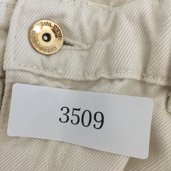 ZARA High Waist Baggy Fit Paper Bag Carrot Leg Ankle Rigid Womens 6 Ivory - Picture 15 of 15